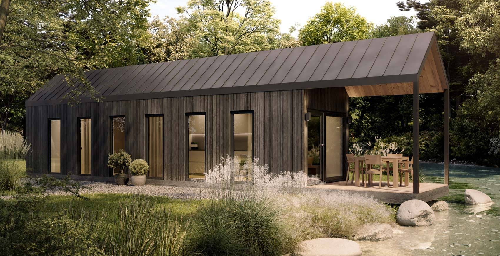 Gäste-Haus / Guest house GOLD mit Anbau und Satteldach FX_62 Safe-Home von Plansecure GmbH