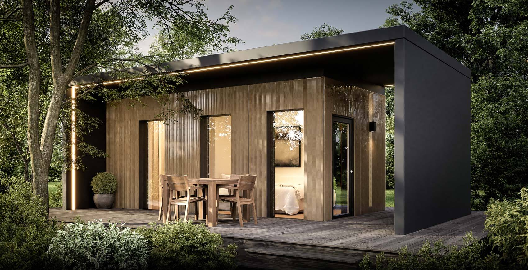 Gästehaus / Guest House Modul Clean SQ_62 mit Flachdach Plansecure GmbH Safe-Homes